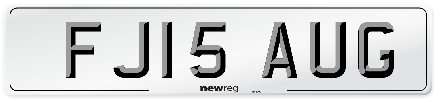 FJ15 AUG Number Plate from New Reg